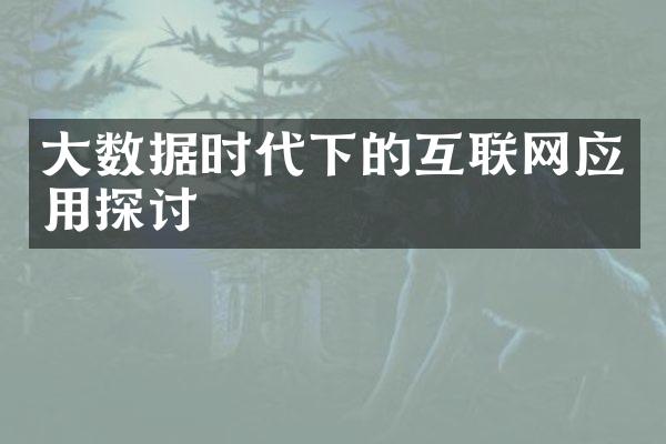 大数据时代下的互联网应用探讨