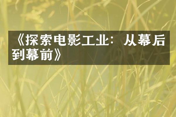 《探索电影工业：从幕后到幕前》