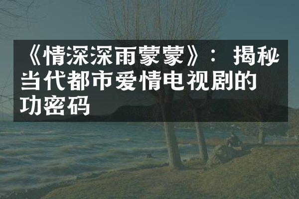 《情深深雨蒙蒙》：揭秘当代都市爱情电视剧的成功密码