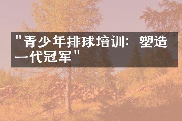 "青少年排球培训：塑造下一代冠军"