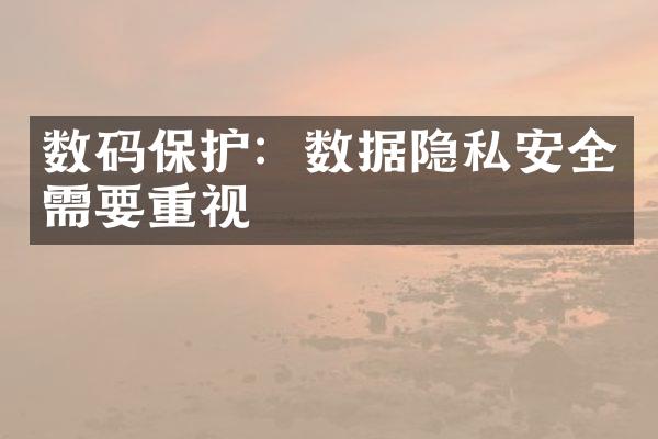 数码保护：数据隐私安全需要重视