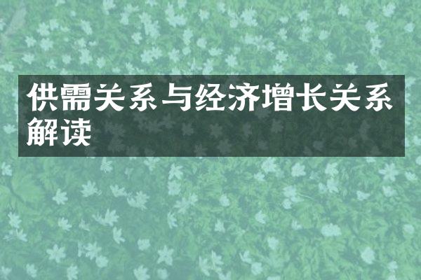 供需关系与经济增长关系解读