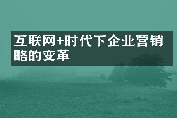 互联网+时代下企业营销战略的变革