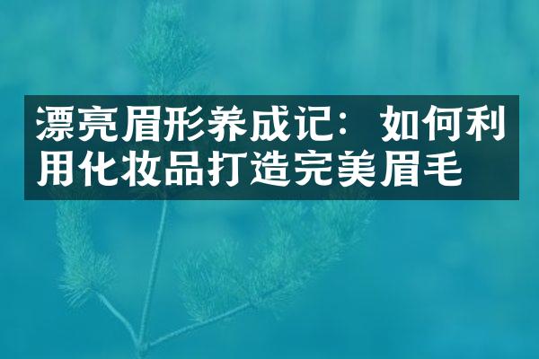 漂亮眉形养成记：如何利用化妆品打造完美眉毛