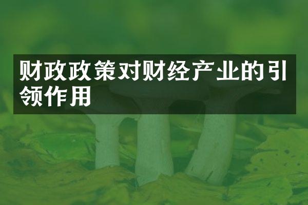 财政政策对财经产业的引领作用