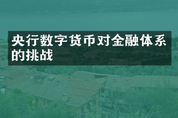 央行数字货币对金融体系的挑战