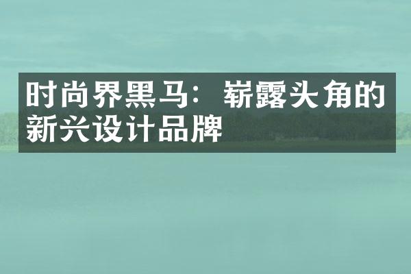 时尚界黑马：崭露头角的新兴设计品牌