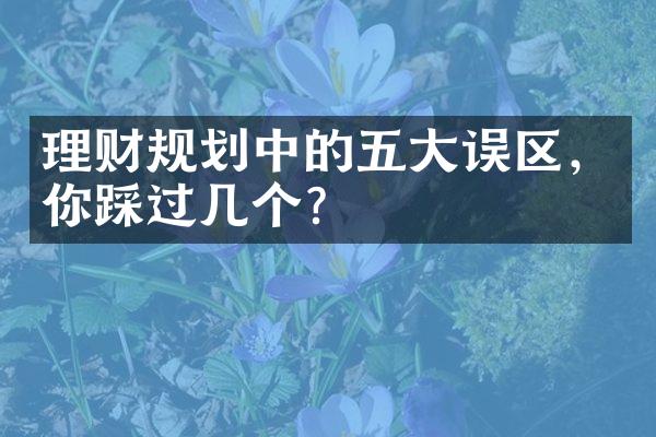 理财规划中的五大误区，你踩过几个？