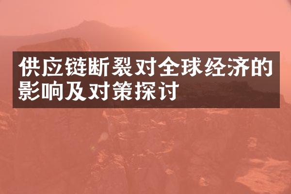 供应链断裂对全球经济的影响及对策探讨