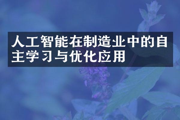 人工智能在制造业中的自主学习与优化应用