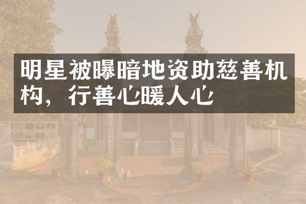 明星被曝暗地资助慈善机构，行善心暖人心