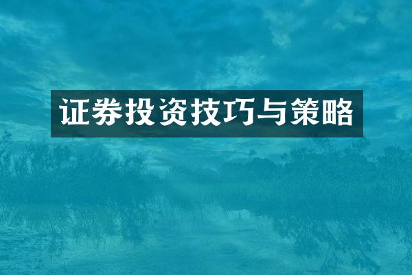 证券投资技巧与策略