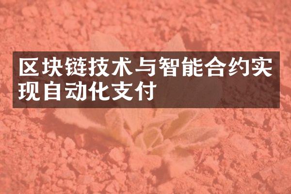 区块链技术与智能合约实现自动化支付