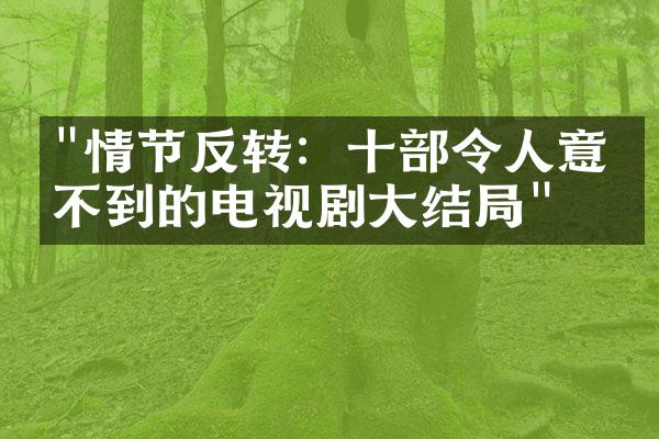 "情节反转：十部令人意想不到的电视剧大结局"