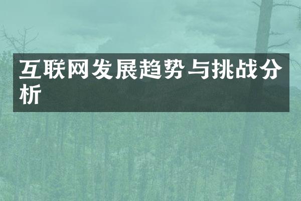 互联网发展趋势与挑战分析