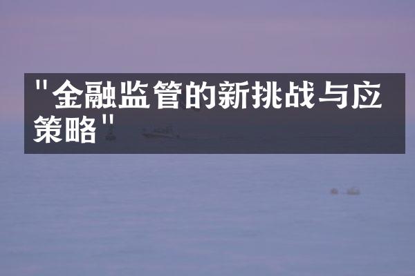 "金融监管的新挑战与应对策略"