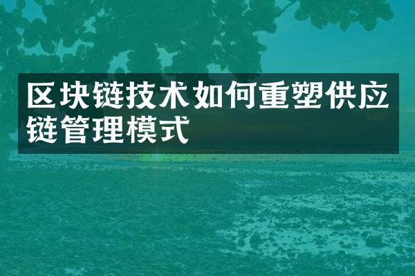 区块链技术如何重塑供应链管理模式