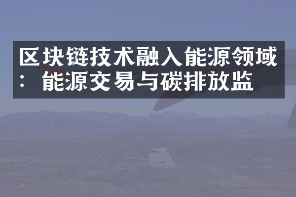 区块链技术融入能源领域：能源交易与碳排放监管