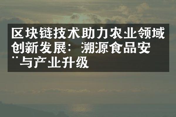 区块链技术助力农业领域创新发展：溯源食品安全与产业升级