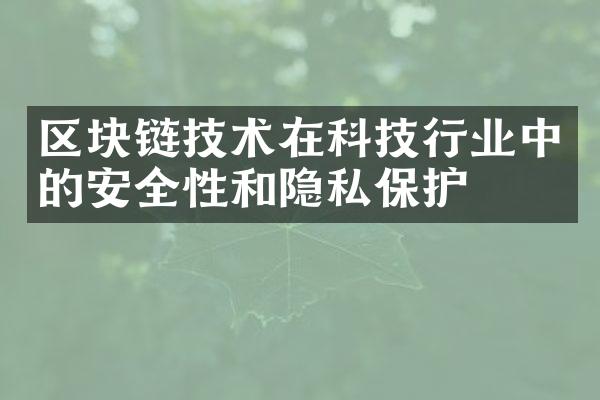 区块链技术在科技行业中的安全性和隐私保护