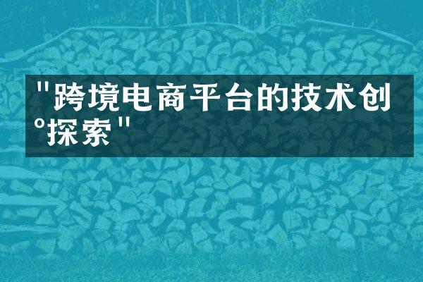 "跨境电商平台的技术创新探索"