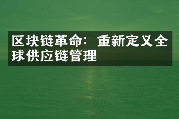 区块链革命：重新定义全球供应链管理