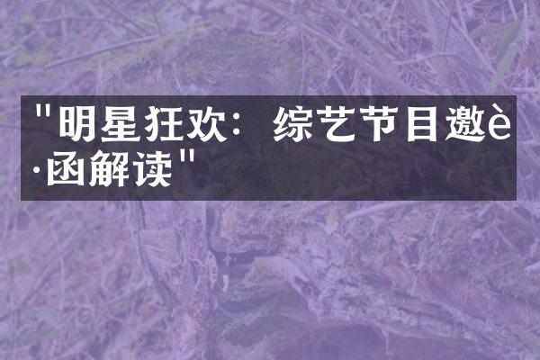 "明星狂欢：综艺节目邀请函解读"