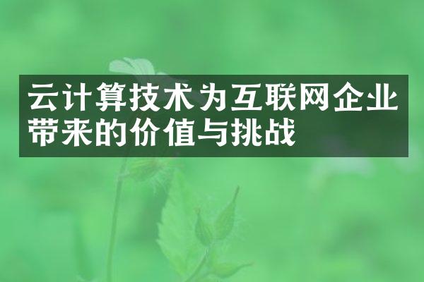 云计算技术为互联网企业带来的价值与挑战