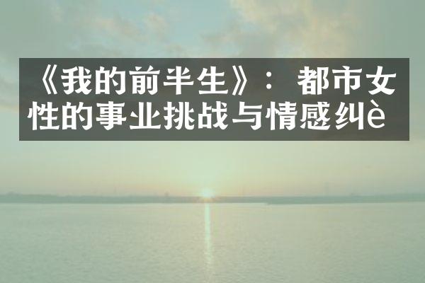 《我的前半生》：都市女性的事业挑战与情感纠葛