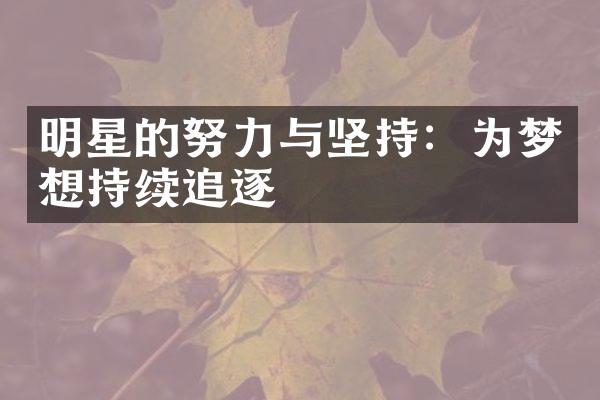 明星的努力与坚持：为梦想持续追逐