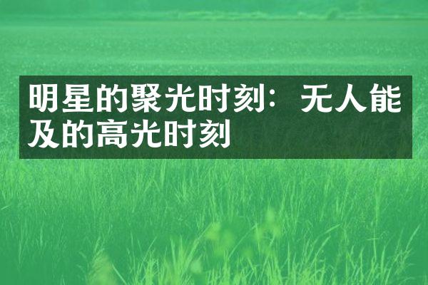 明星的聚光时刻：无人能及的高光时刻