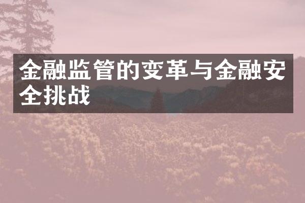 金融监管的变革与金融安全挑战