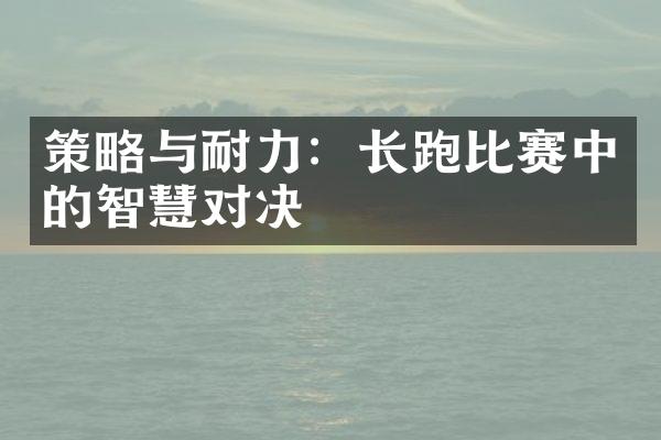 策略与耐力：长跑比赛中的智慧对决