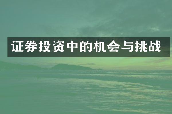 证券投资中的机会与挑战