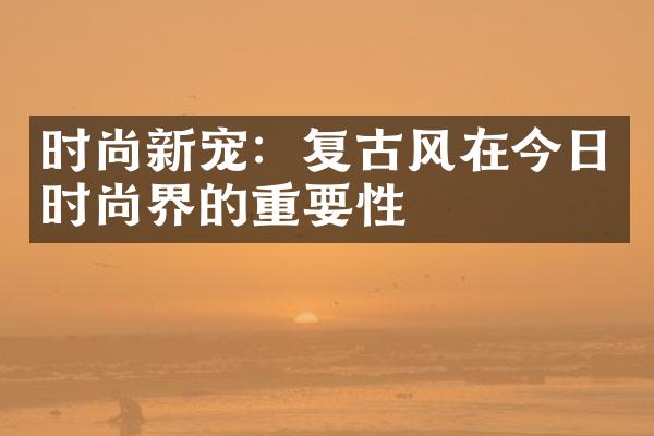 时尚新宠：复古风在今日时尚界的重要性