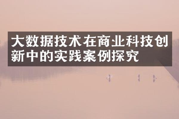 大数据技术在商业科技创新中的实践案例探究