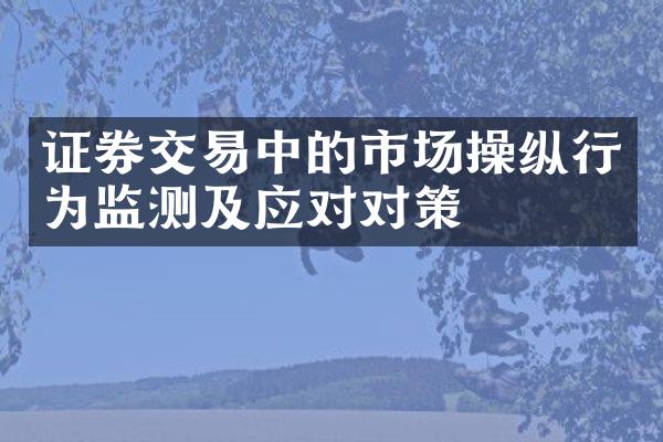 证券交易中的市场操纵行为监测及应对对策