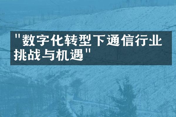 "数字化转型下通信行业的挑战与机遇"