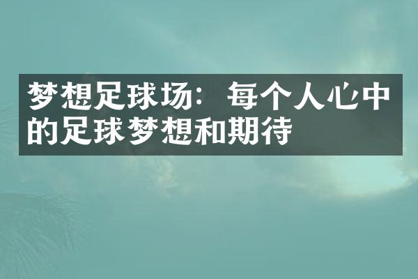 梦想足球场：每个人心中的足球梦想和期待