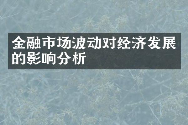 金融市场波动对经济发展的影响分析