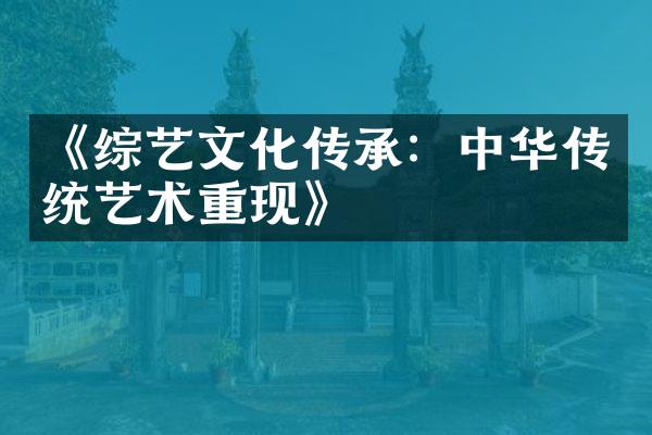 《综艺文化传承：中华传统艺术重现》