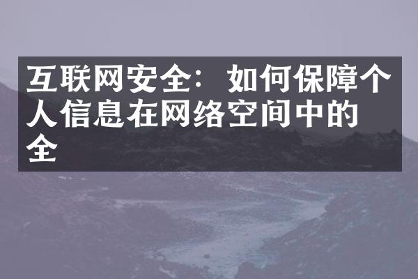 互联网安全：如何保障个人信息在网络空间中的安全