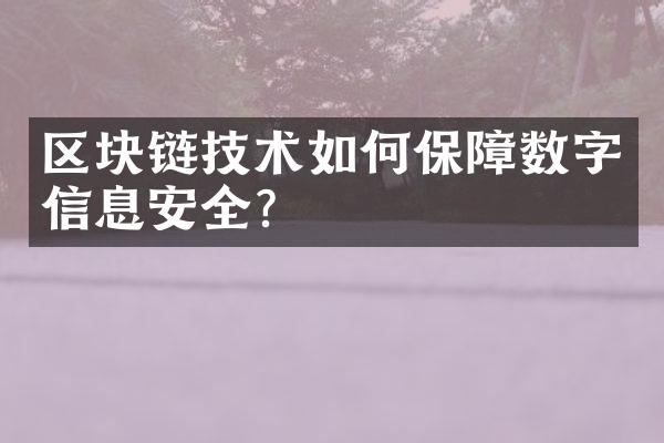 区块链技术如何保障数字信息安全？