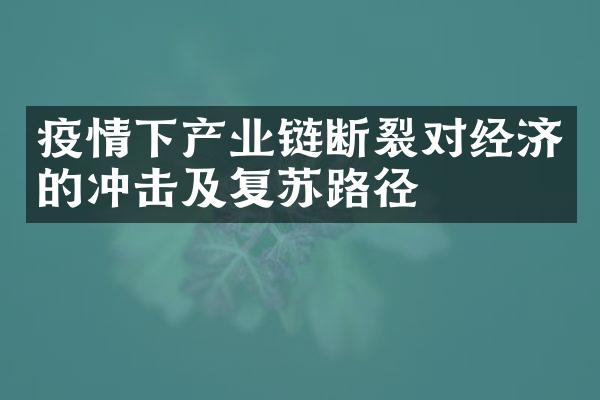 疫情下产业链断裂对经济的冲击及复苏路径