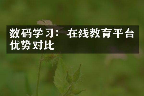 数码学习：在线教育平台优势对比