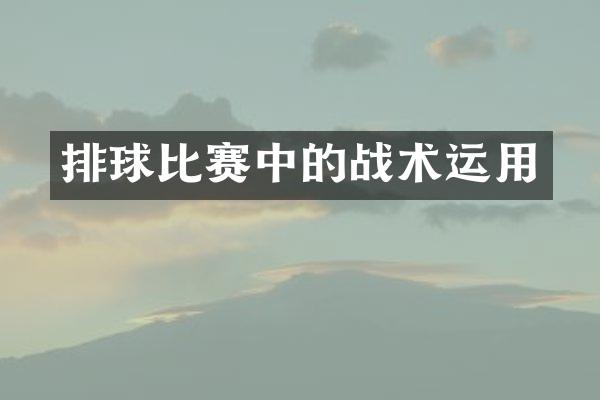 排球比赛中的战术运用