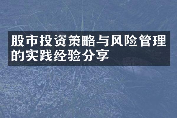 股市投资策略与风险管理的实践经验分享