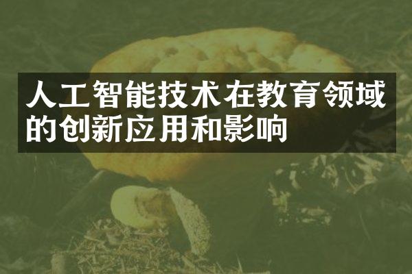 人工智能技术在教育领域的创新应用和影响