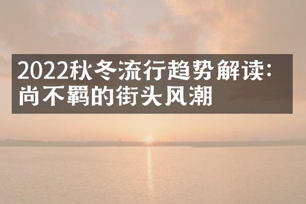 2022秋冬流行趋势解读：时尚不羁的街头风潮