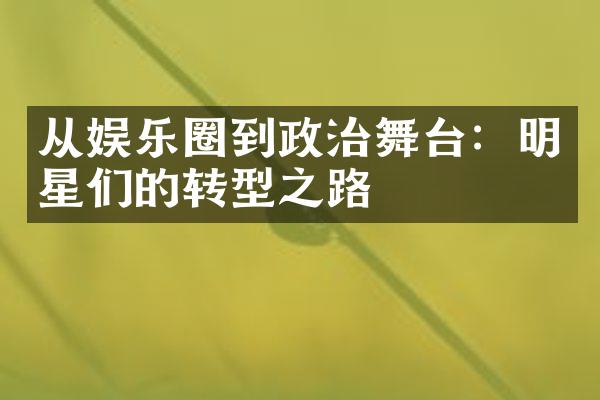 从娱乐圈到政治舞台：明星们的转型之路